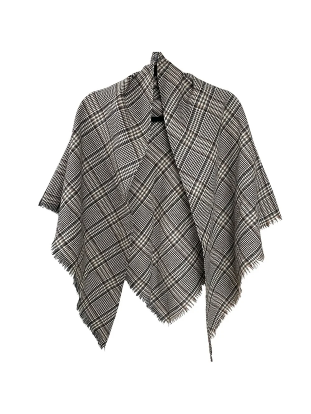 LAIRD PORTCH Scotland Vintage Wool Houndstooth Shawl Wrap Scarf